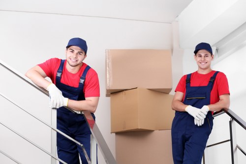 Bayswater business move with office furniture and packed boxes