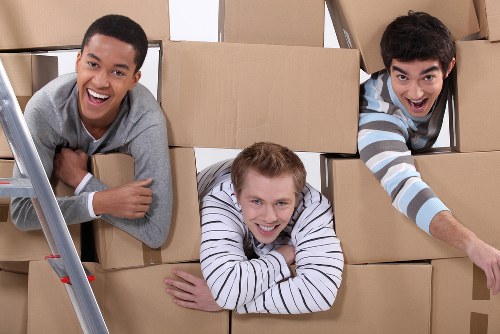 Moving team carrying out a safe home removal with equipment and planning
