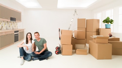 Moving boxes and labeled office items during a Bayswater relocation