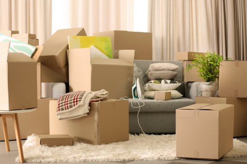 Urgent flat move with boxes and furniture ready for loading